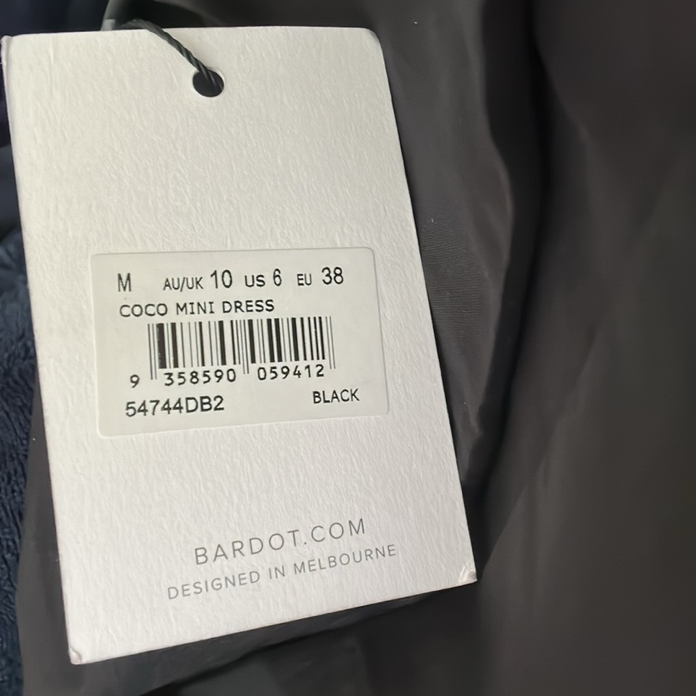 Women’s Bardot melbourne Medium black mini fitting stretch Dress New - Picture 6 of 6
